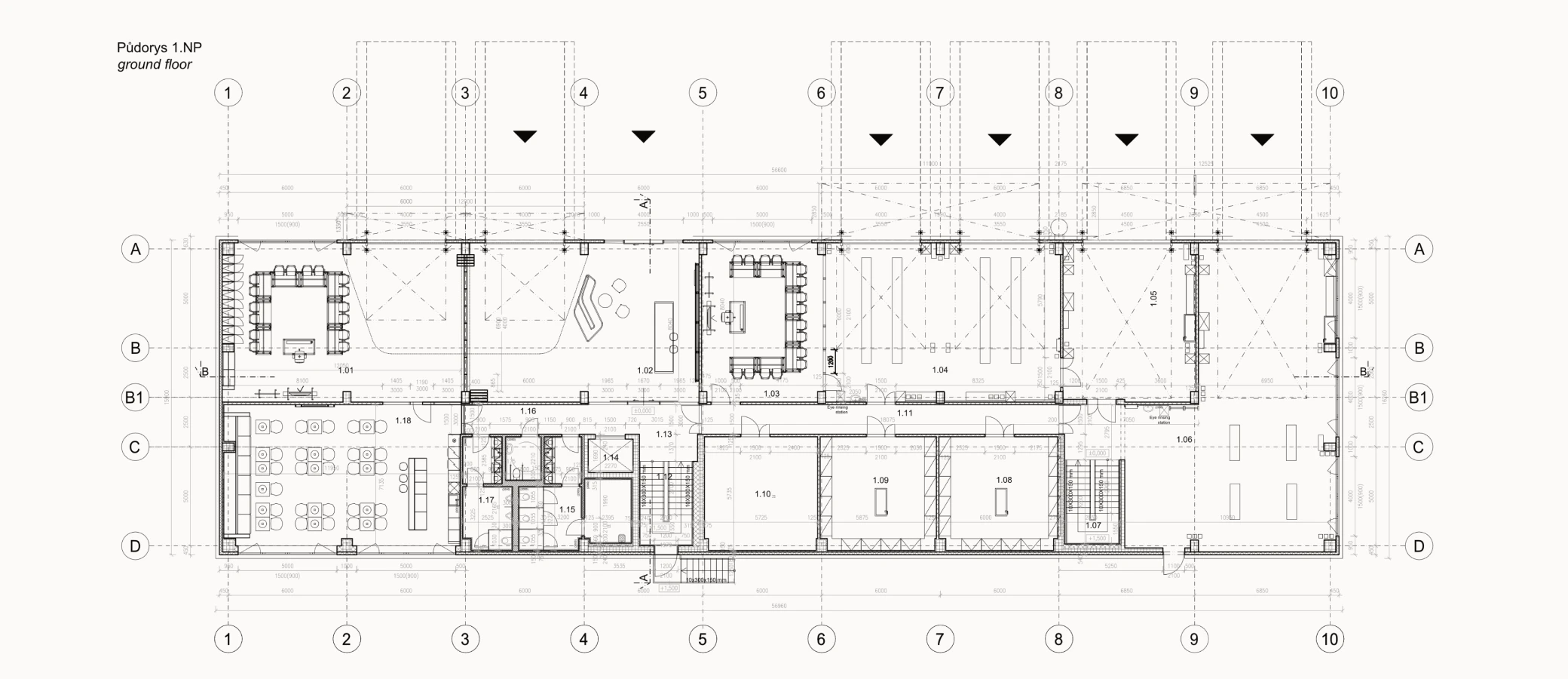 Tréninkové centrum – půdorys 1NP