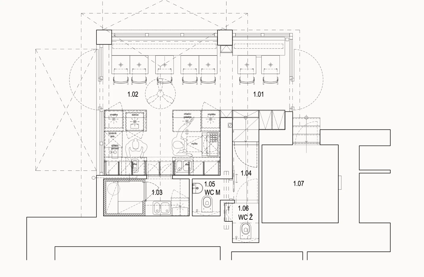 Vinárna – půdorys prostoru